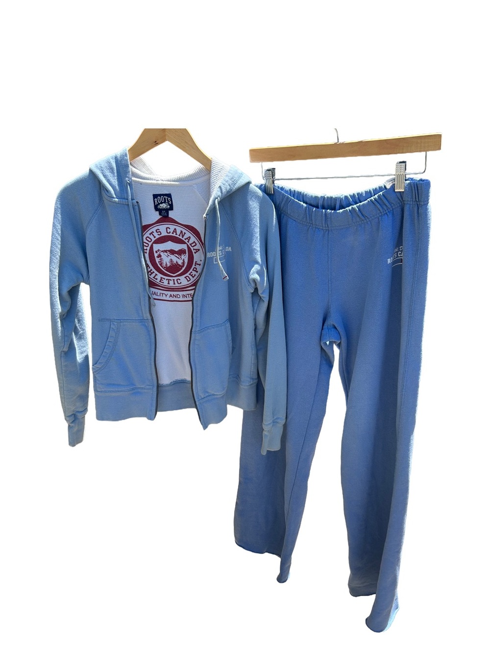 Vintage Roots Canada Sweatsuit Set Zip Hoodie S Raw Edge Sweatpants M